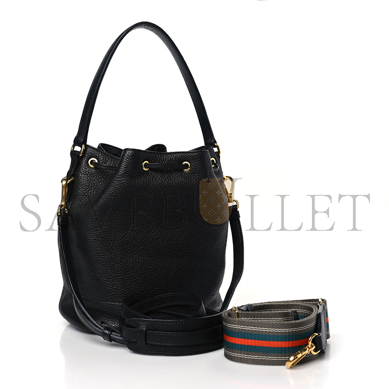 PRADA VITELLO DAINO BUCKET BAG BLACK 1BE018 (25*21*15cm)